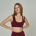 '2much' Double Layer Sports Bra | Burgundy