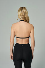 'Scarlet' Backless Halter Neck Sports Bra | Black