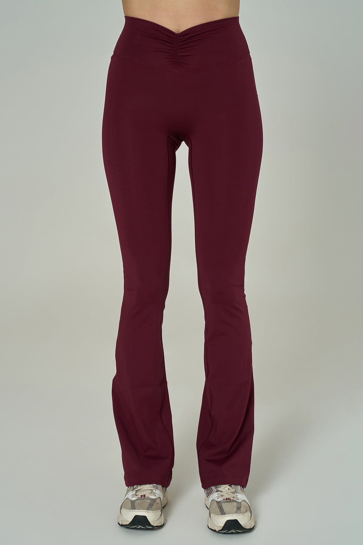 'Angelina' Bel Büzgülü İspanyol Paça Tayt | Bordo