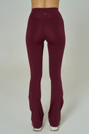 'Angelina Flare' High Waist Leggings with Ruched Waistband | Burgundy