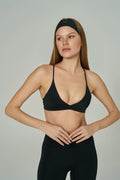 'Micro' V Neck Sports Bra | Black