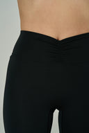 'Angelina Classic' High Waist Leggings with Ruched Waistband | Black