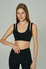 '2much' Double Layer Sports Bra | Black