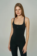 'Timeless' Scoop Neck Spor Üstü | Siyah