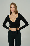 'Diana' Soft Touch Modal Anvelop Crop Bolero | Siyah