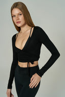 'Diana' Soft Touch Modal Anvelop Crop Bolero | Siyah