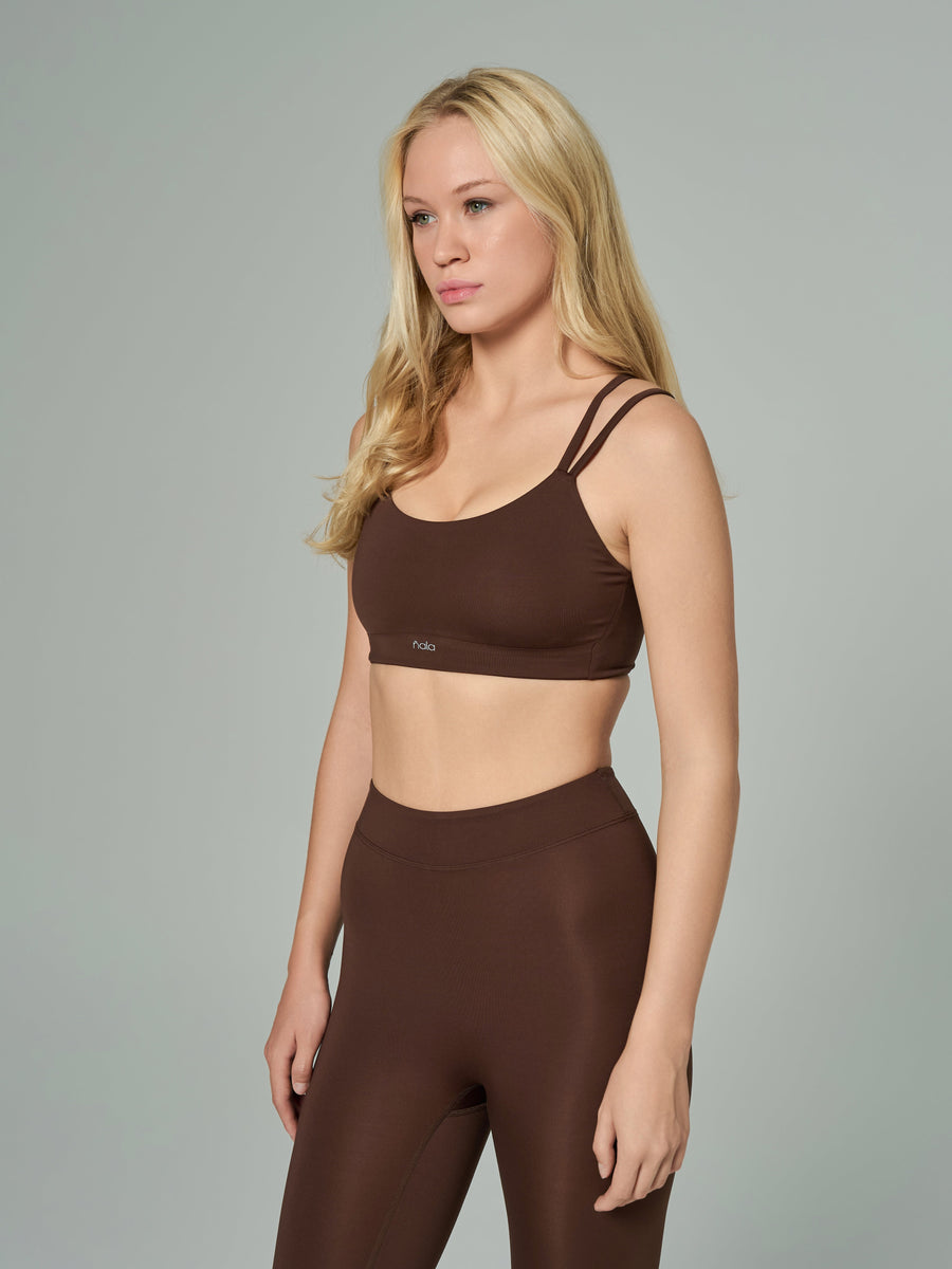 'Jennifer' Çapraz Askılı Spor Sütyeni | Kahverengi