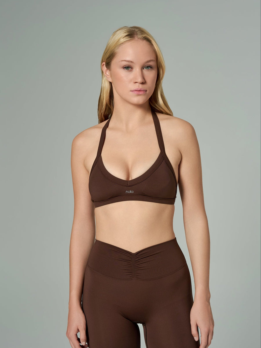 'Scarlet' Sırt Dekolteli Halter Yaka Spor Sütyeni | Kahverengi