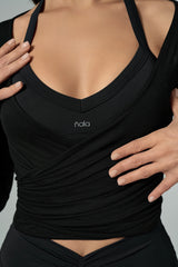 'Scarlet' Sırt Dekolteli Halter Yaka Spor Sütyeni | Siyah