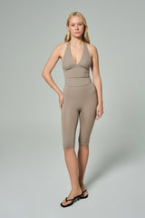'Audrey' Diz Altı Kapri Boy Tayt | Vizon