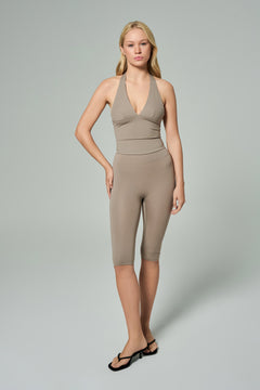 'Audrey' Diz Altı Kapri Boy Tayt | Vizon