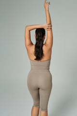 'Audrey' Diz Altı Kapri Boy Tayt | Vizon