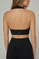 Seamless Move Backless Halter Neck Sports Bra | Black