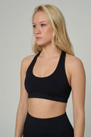 Seamless Move Backless Halter Neck Sports Bra | Black