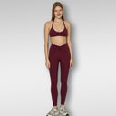 'Angelina Classic' High Waist Leggings with Ruched Waistband | Burgundy
