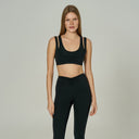 'Angelina Classic' High Waist Leggings with Ruched Waistband | Black