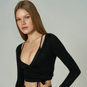 'Diana' Soft Touch Modal Anvelop Crop Bolero | Siyah