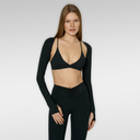 'In Your Arms' Soft Touch Layering Long Sleeve Shrug with Thumbholes | Black