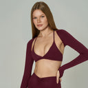 'In Your Arms' Soft Touch Layering Long Sleeve Shrug with Thumbholes | Burgundy