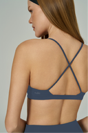 'Micro' V Neck Sports Bra | Blue