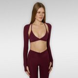 'Micro' V Yaka Spor Sütyeni | Bordo